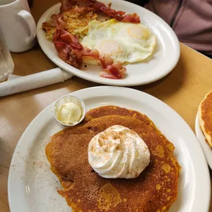 Fall combo with pumpkin pecan pancakes