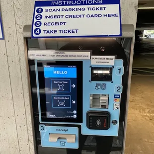 Parking pay machine at the 5th floor parking just crossing the bridge from POB1