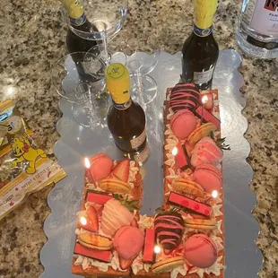 a birthday cake with candles