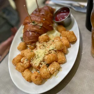 Croissant Sandwich and Tots