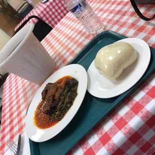 Fufu & vegetable with beef