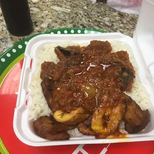 ata ste2 with white rice and plantains...delishhhh!