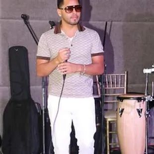 a man with a microphone