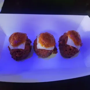 Meatball sliders, no bun.