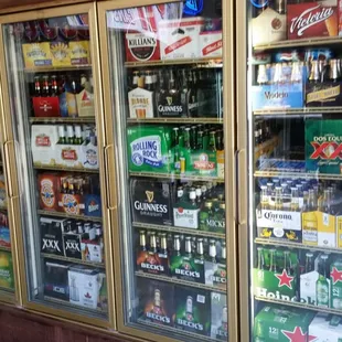 a row of beer bottles