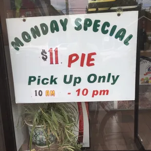 a sign in the window