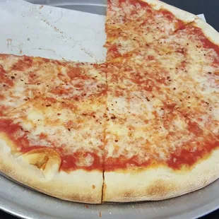 a pizza on a pan