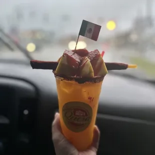 Mango loca with chamoy and mango slices