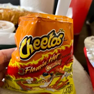 Elote with Spicy Cheetos in a bag