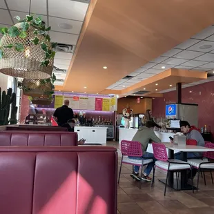 Inside from booth. Clean and Full salsa bar