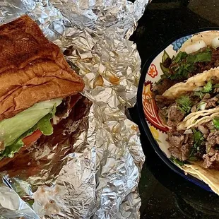 Torta and four tacos