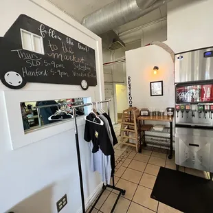 a kitchen and dining area