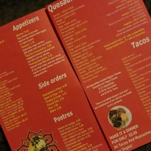 the menu