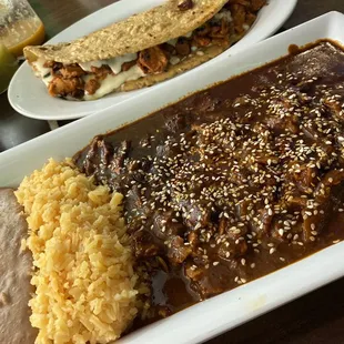 Mole poblano and quesadilla