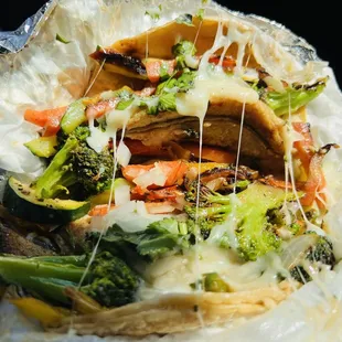 Three vegetable tacos with cheese  - Vegetales Taco