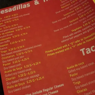 menu