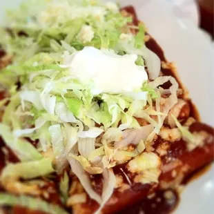 a close up of a plate of food