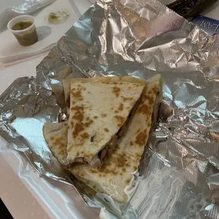 a plate of quesadillas