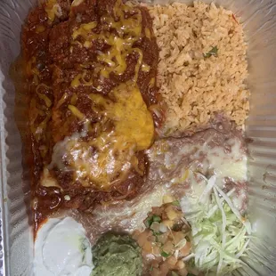 Chimichanga with rice and beans