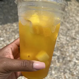 Mango peach lemonade was delicious just not enough of it.