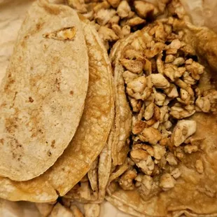 two quesadillas on a wrapper