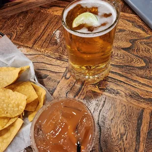 Tamarind margarita and pacifico