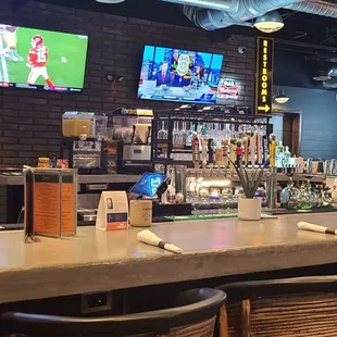 The bar area is nice but the chairs are not comfortable.