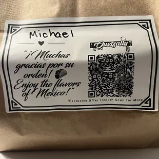 How your order is delivered, very smart, from the personal message, tone, and QR code