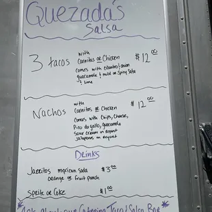 Menu as of 10/20/21