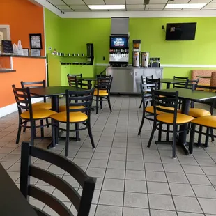 the inside of a fast food restaurant