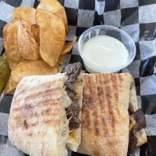 Steak and provolone panini