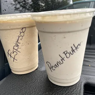 Espresso and Peanut Butter milkshakes