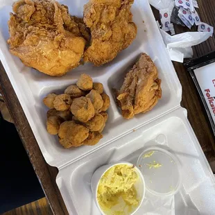 3 pc white, okra and potato salad