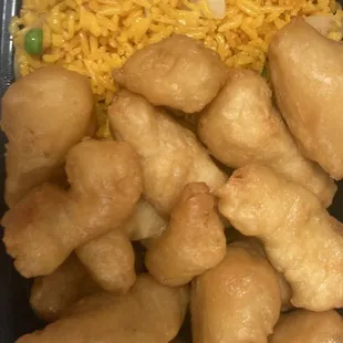 Sweet sour chicken with fried rice