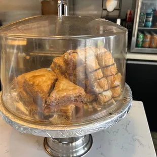 a display of baked goods