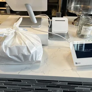 a bag of food on a counter