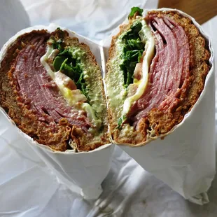 TOPS (The Only Pastrami Sandwich) on wheat roll