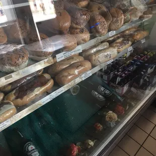 a display case full of donuts