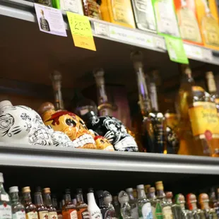 a variety of bottles on a shelf