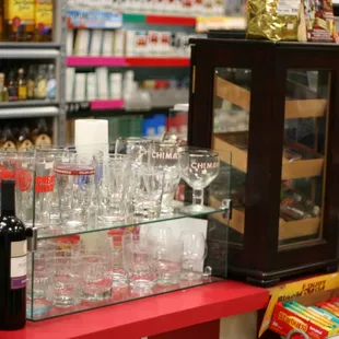 a selection of wine and liquor