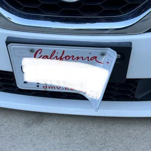 Bent license plate