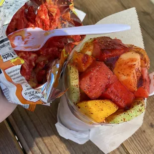  a person eating a snack