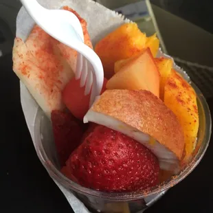 Fruit cup sans a few jicama sticks bc we got hungry