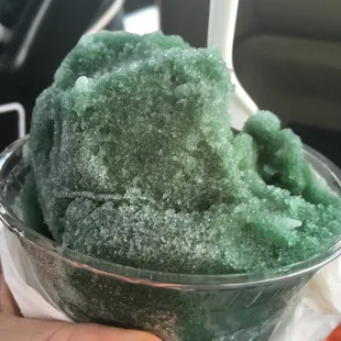 Kid attacked this before pic : small cucumber shaved ice