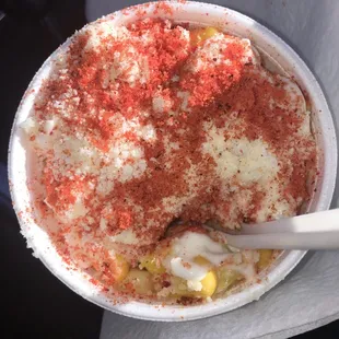 Tiny size: corn in a cup.