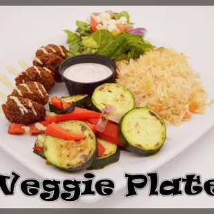 a plate of veggie platter