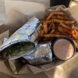 a sandwich and french fries