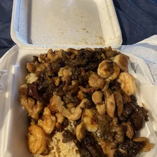 Chicken steak shrimp fried rice combo