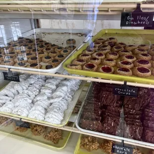 a variety of pastries on display
