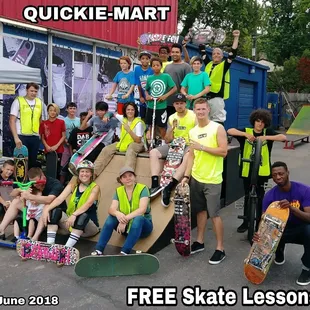 FREE Skate Lessons at QUICKIE-MART every Saturday Morning at 11am.  A family favorite.